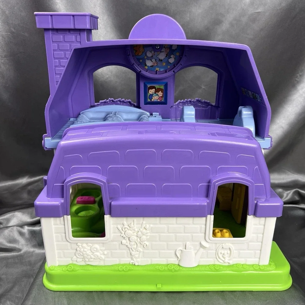 2008 Fisher Price Little People Happy Sounds Home Purple Testing Working Vintage